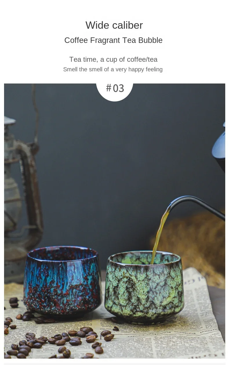 Colorful Reactive Glaze Ceramic Mug Handmade Espresso Cup Gift_voghion.com