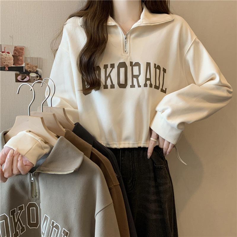 Half-zip Polo Sweatshirt For Women, Loose Fit Autumn Pullover_voghion.com