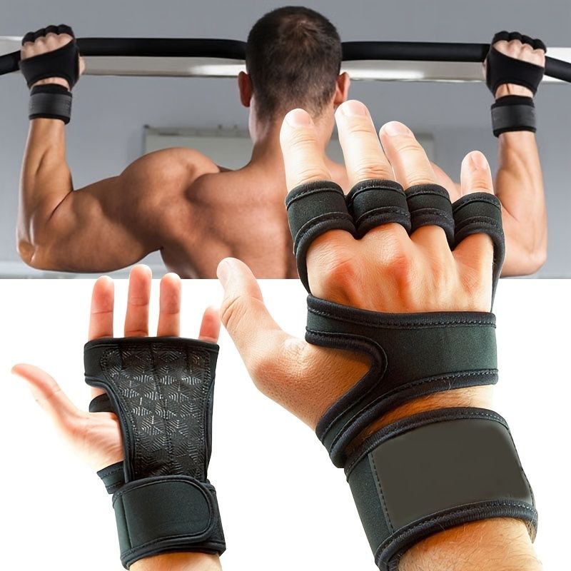 Unisex Fingerless Gloves: Perfect for Weightlifting, Gym Workout, Bodybuilding Dumbbell Training - With Hook & Loop_voghion.com