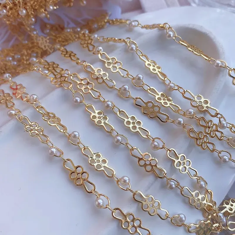 Ketten 3 Meter elegante Kette Zubehör Link winzige Perlen DIY Schmuck Böhmen 70088_voghion.com