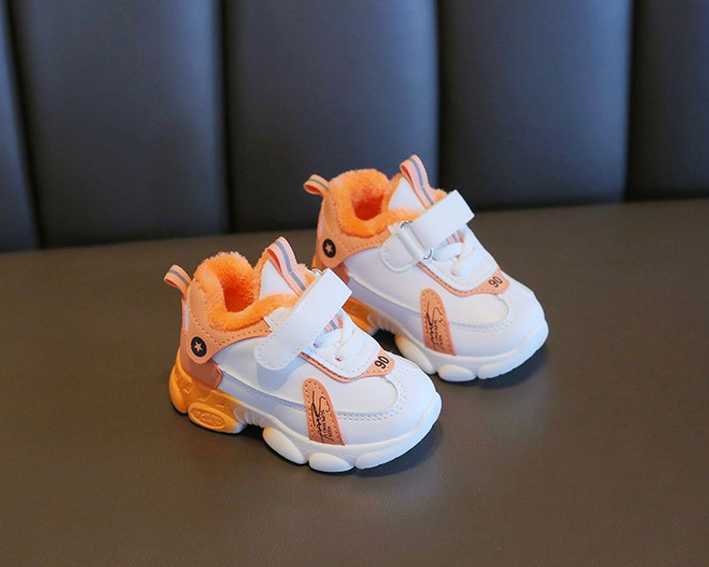 Ausverkauf Kinder Baumwolle 2024 Winter Jungen und Mädchen Sneaker Fleece-ed Warm Kleinkind Baby Weiß Schuhe_voghion.com