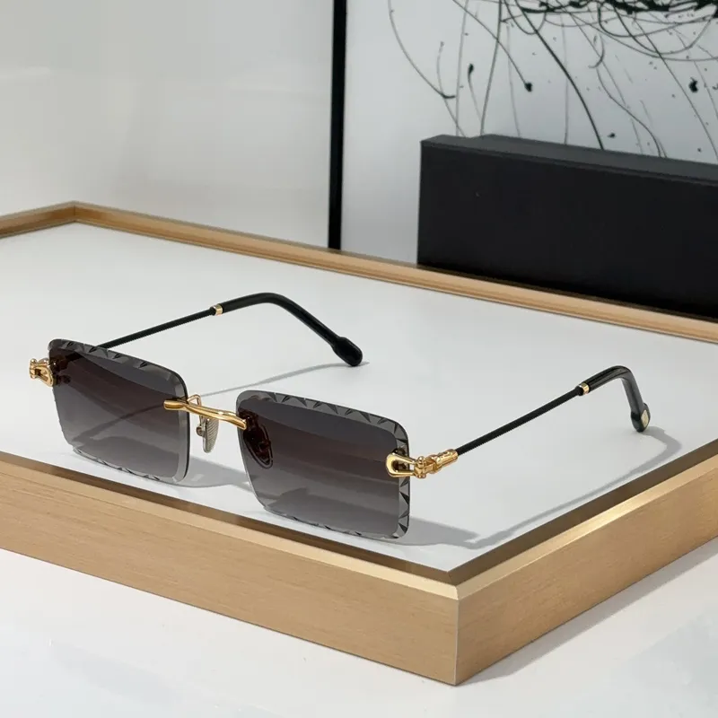 New metal frameless black square rimless sunglasses designer sunglass Beach dark Shades Unisex sun glasses eyewear_voghion.com