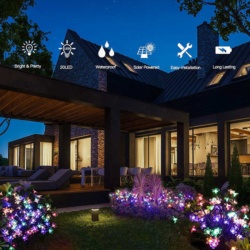 2er Pack Solargaartluuchten Outdoor 20 LED Kiischtebléieblummen Solarblummenluucht Waasserdicht fir Gaart Terrass Landschaftswee Fousswee_voghion.com