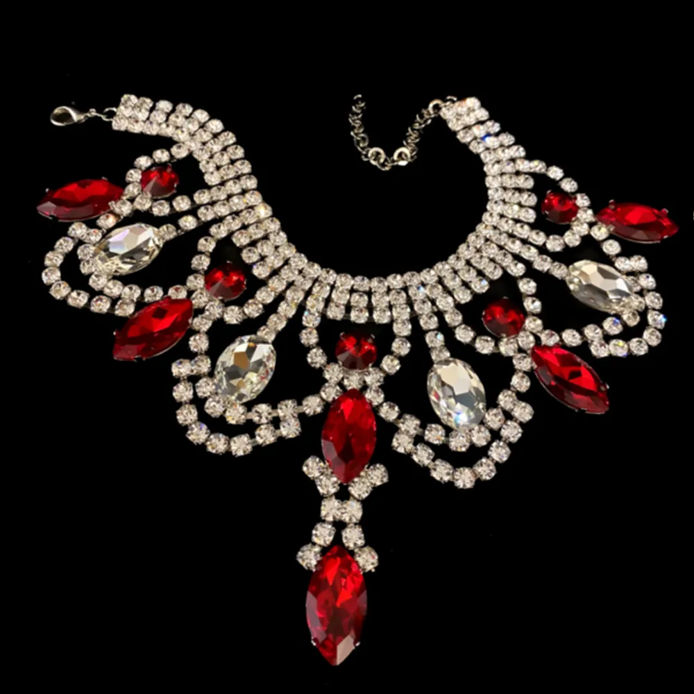 Chains Exaggerated Necklace Chain Vintage Accessories Rhinestone Fashion 2023 Statement Choker Crystal_voghion.com