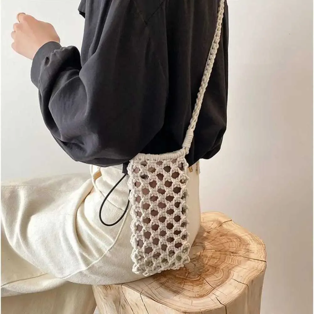 Women Fashion Small Crossbody Phone Bag Solid Color Hollow-out Woven Crochet Lightweight Braided Shoulder Handba241022_voghion.com