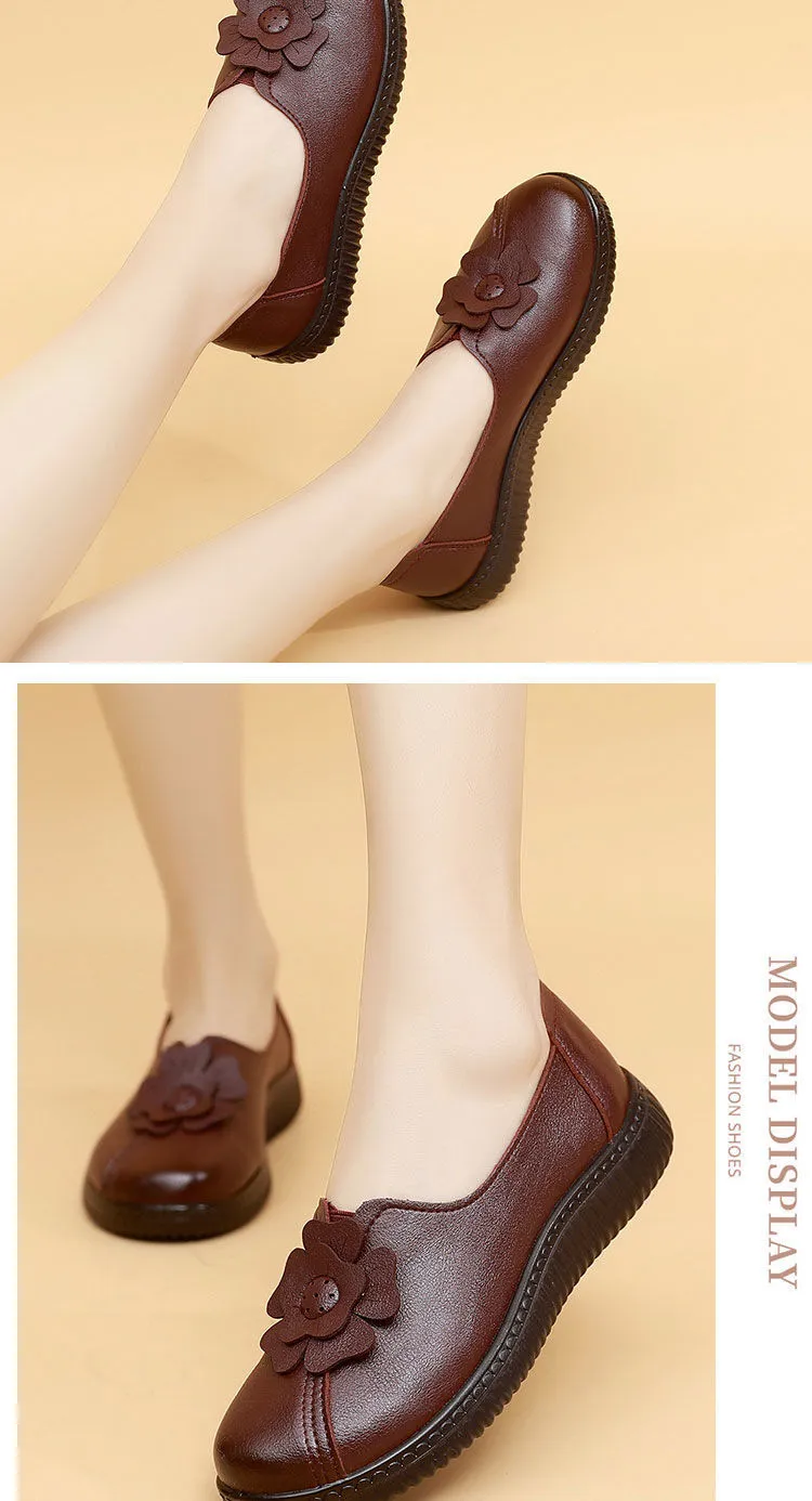 2022 Retro Loafers Frauen Wohnungen Slip auf Frau Frühling Herbst Flach Weiche Mama Casual Schuhe Schwarz_voghion.com