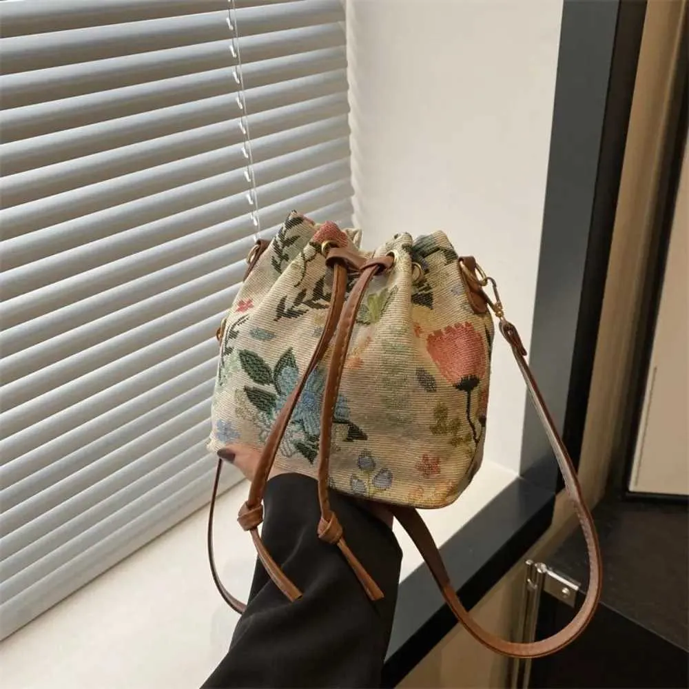 Fashion en Fabric Bucket ral Ethnic Style Crossbody Bag Handbag WomenC241021_voghion.com