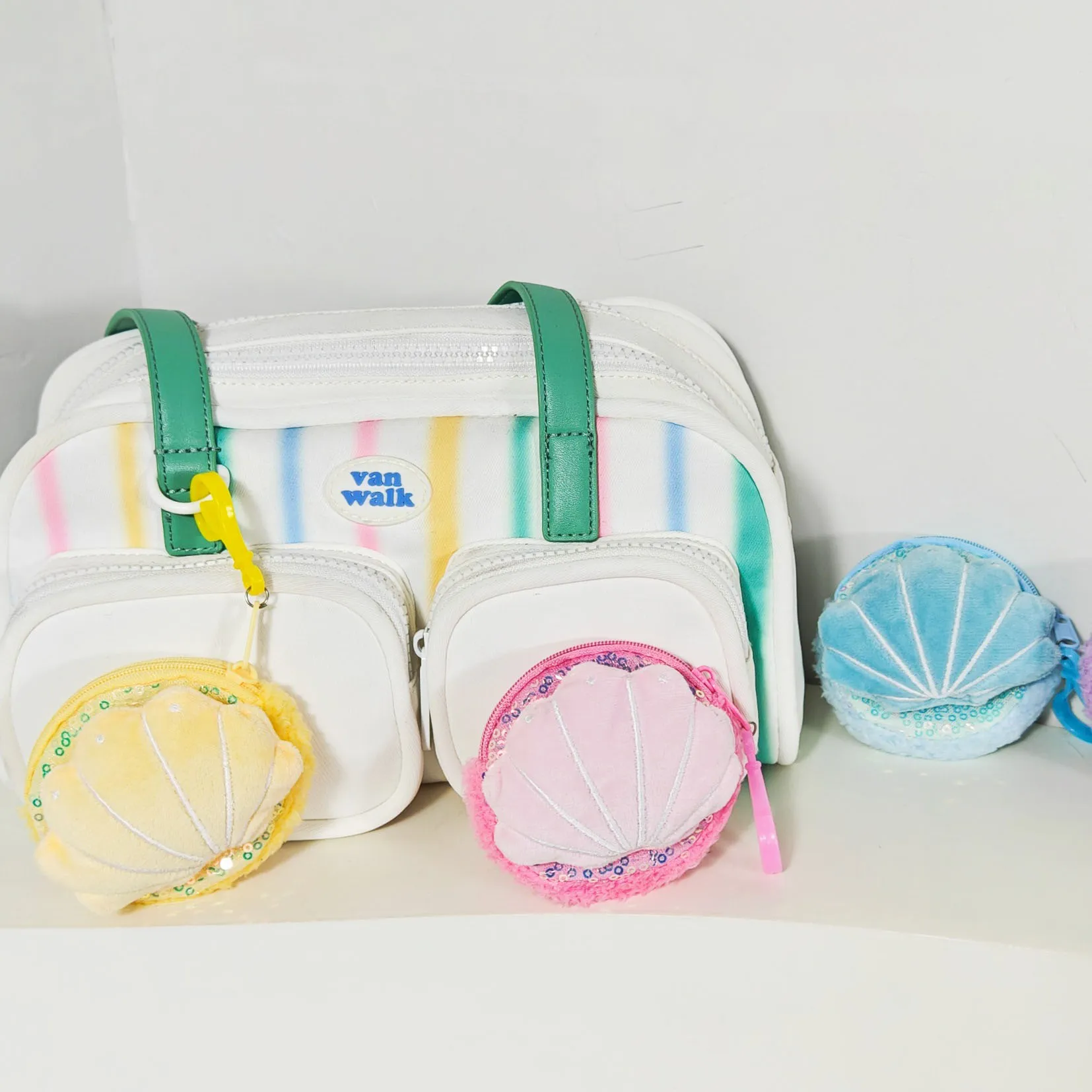 Plush Sequin Shell Coin Purse Girls Cartoon Cute Small Wallet Lipstick Earphone Key Storage Keychain Bag Pendant_voghion.com