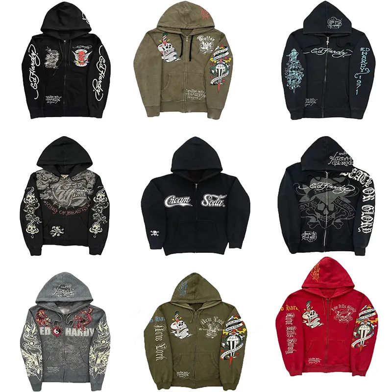 Designer Gothic Rock Skull Bones Übergroßer Hoodie Damen Hoodies High Street Trend Jacke Männer Kreativ Bestickter Reißverschluss Hoodie Haruku Fashion Retro_voghion.com