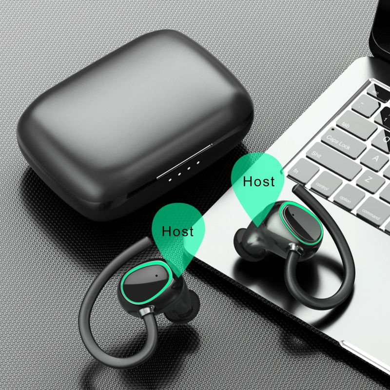 Ακουστικά Bluetooth Ακουστικά Άγκιστρο αυτιού Αφή δακτυλικών αποτυπωμάτων Ισχυρά μπάσα δροσερά φώτα HiFi Στερεοφωνική μουσική Αδιάβροχο αθλητικό υπογούφερ_voghion.com