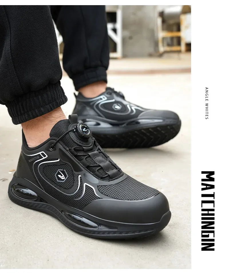Chaussures de sécurité imperméables pour hommes, bout en acier, protection à coussin d'air et bouton rotatif, pointure 47/48, 250402_voghion.com
