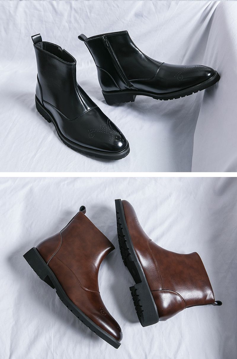 Große Herbst-Neuheiten aus Leder für Herren-Kapuzenpullover, kurze, spitze Martin-Freizeitstiefel, Stiefel im englischen_voghion.com