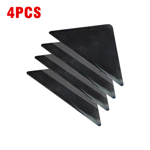 4Pcs/set Triângulo Lavável Reutilizável Tapete Pegador Antiderrapante Tapete de Borracha Antiderrapante Fita de Remendo para Pisos de Azulejos Tapetes Cantos Almofada_voghion.com