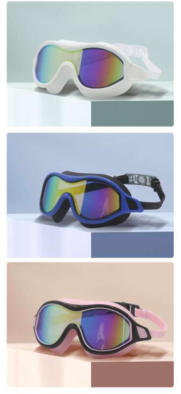Adult Large Frame Electroplated High-definition Swimming Silicone Goggles, Waterproof, Anti Fog, Plated Color Goggles_voghion.com