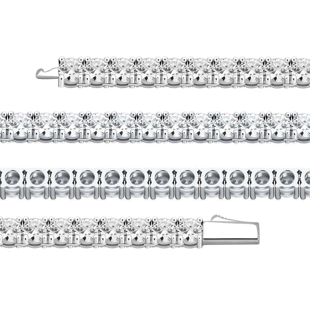 Pulsera con cierre de resorte y cadena de tenis con diamantes de laboratorio de 3 mm y 4 mm de moissanita VVS helada_voghion.com