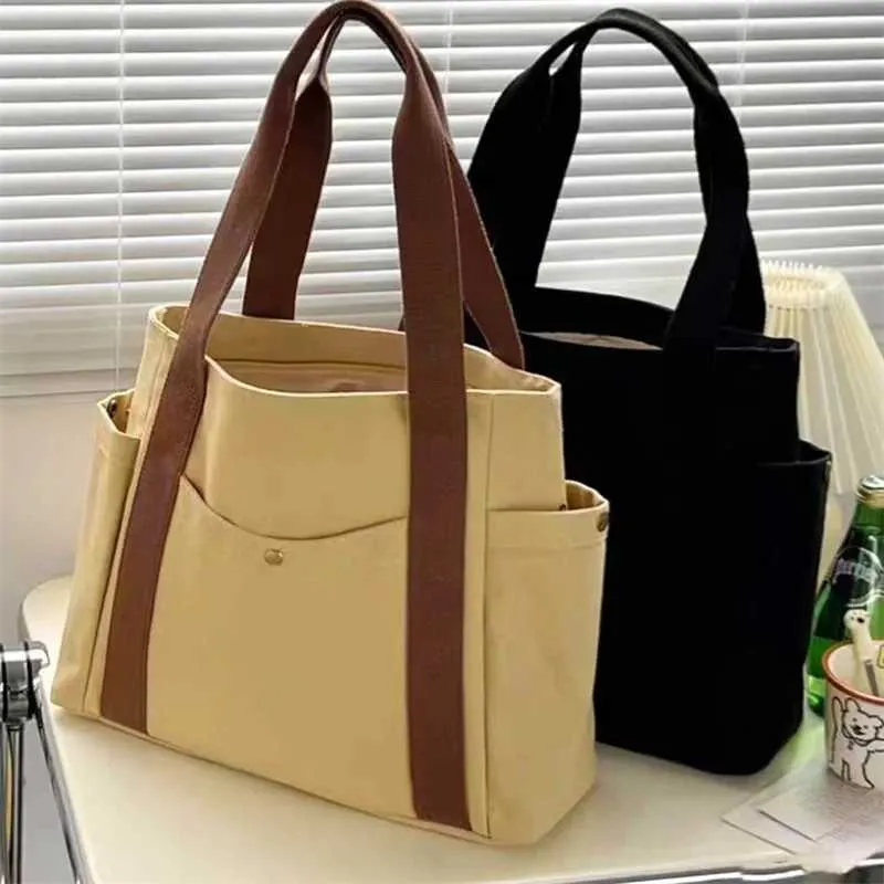 Borsa a tracolla in tela di grande capacità per il lavoro, per studenti, per vestiti e libri, in stile universitario, nuova Y241011_voghion.com