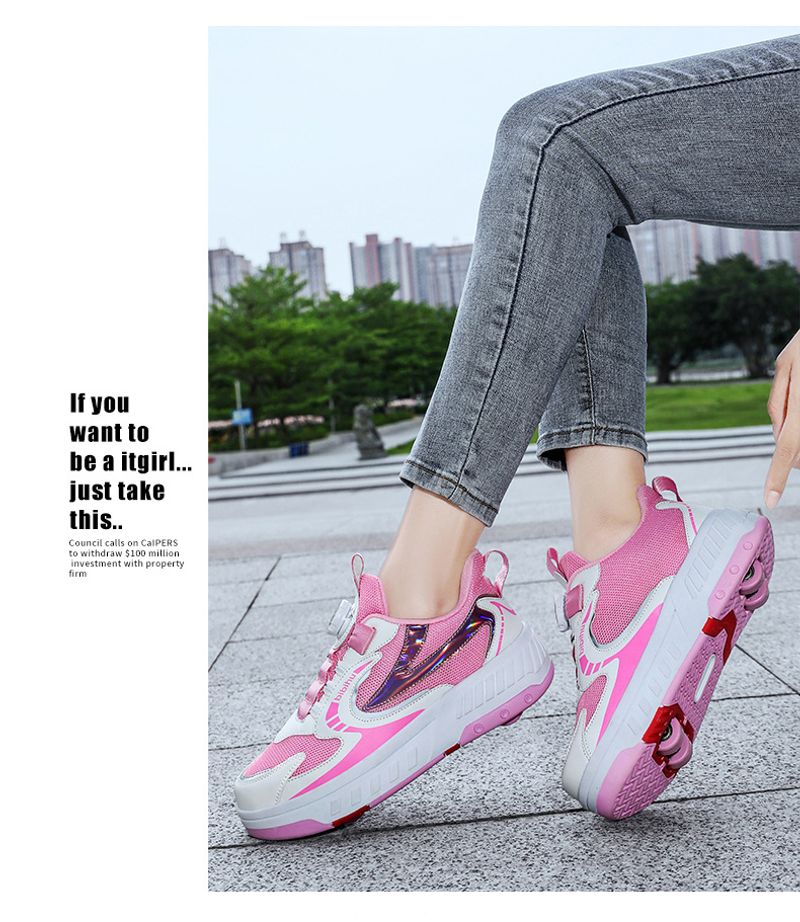 Mother&Kids Four-wheeled children's Boy student roller skates invisible shrinkage deformation_voghion.com