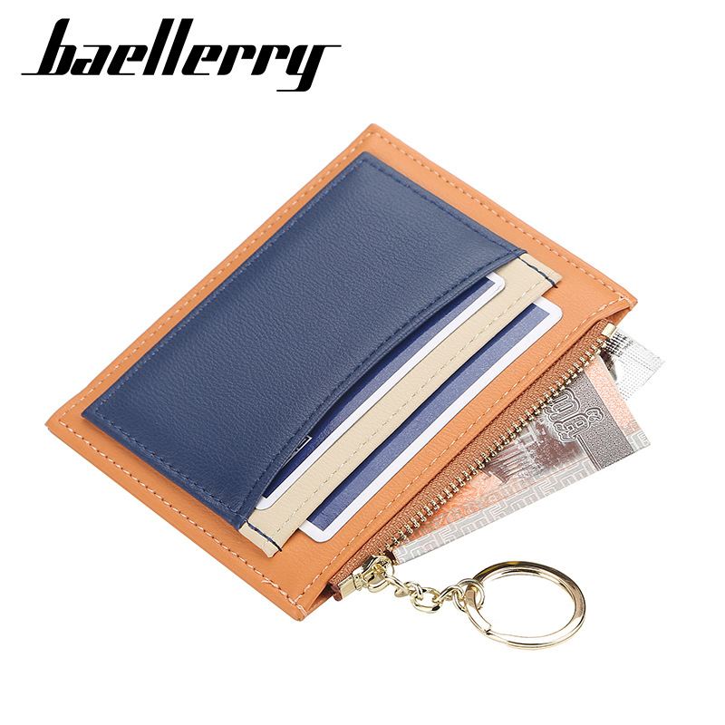Baellerry – porte-cartes pour femmes, version coréenne, épissage en PU, fente multi-cartes, fermeture éclair, porte-cartes, porte-monnaie compact à la mode_voghion.com