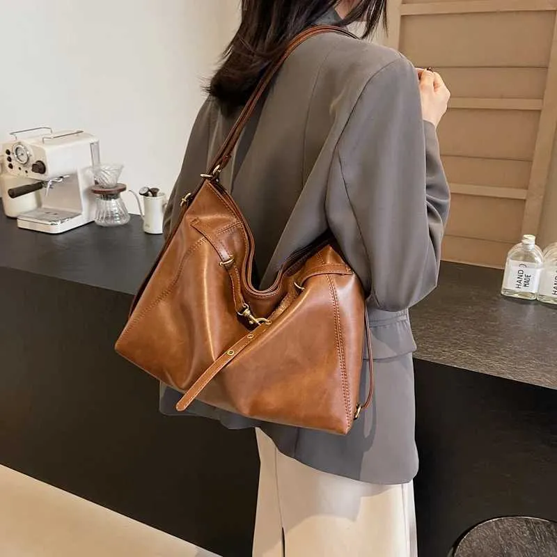 Ladies large capacity shoulder bag fashionable solid color PU casual zipper crossbody ba241216_voghion.com