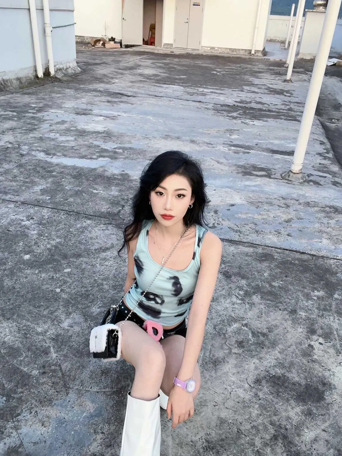 Quick view list Y2k Gothic Handbag for Women Soft Plush Cross Applique Chain Shoulder Hot Girls Hip Hop American Style_voghion.com