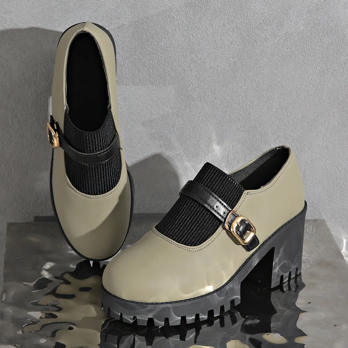 Přeshraniční zahraniční obchod, plus size boty na vysokém podpatku pro ženy, jaro 2025, nová móda s kulatou špičkou a tlustým knoflíkem_voghion.com