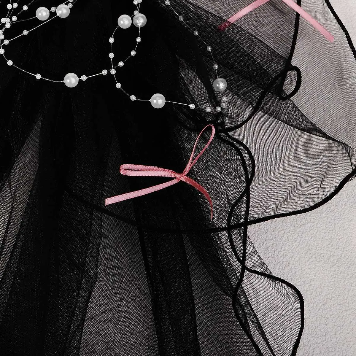 Voile de mariée court en tulle à double couche, couleur unie, avec clip et ruban, pour femme_voghion.com