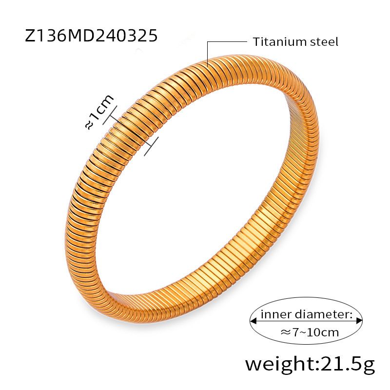 Bijuterii de primăvară cu design geometric texturat pentru femei, din oțel titan placat cu aur, late, la modă, naveta, personalitate simplă, de primăvară_voghion.com