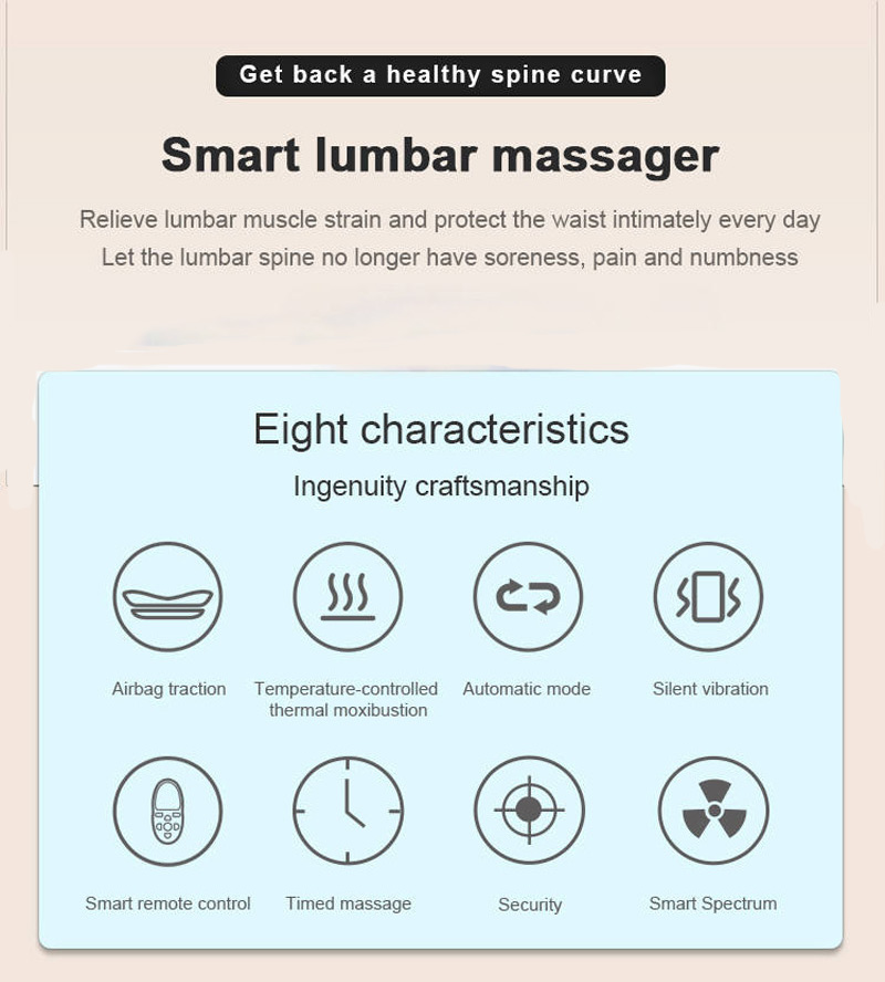 Tração lombar elétrica massageador de cintura inflável compressa quente costas maca cervical suporte massagem pressão de ar dor relaxar_voghion.com