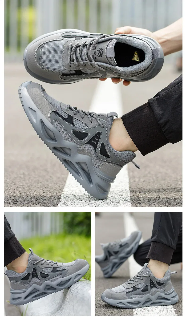 Steel Toe Safety Shoes Men's Breathable Protective Work Trainers_voghion.com