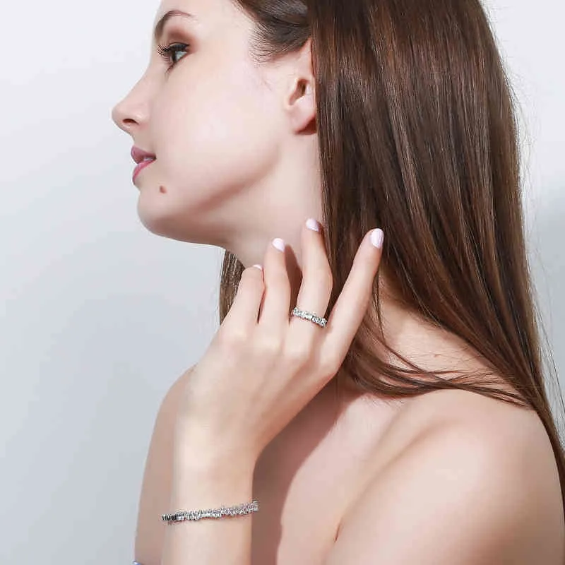 Cwwzircons Moda Ouro Rosa Cor Baguette Cubic Zirconia Cuff Pulseira Pulseira e Conjuntos de Anel Melhor Amigo Jóias Presente_voghion.com