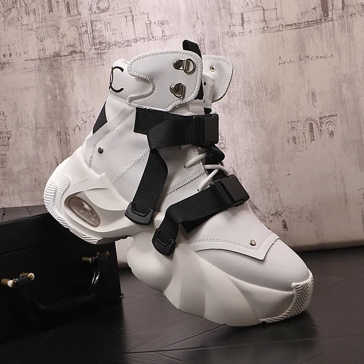 High Top Chunky Sneaker Men Air Cushion Fashion Casual Genuine Leather Cowhide Height Increased Platform Shoes_voghion.com