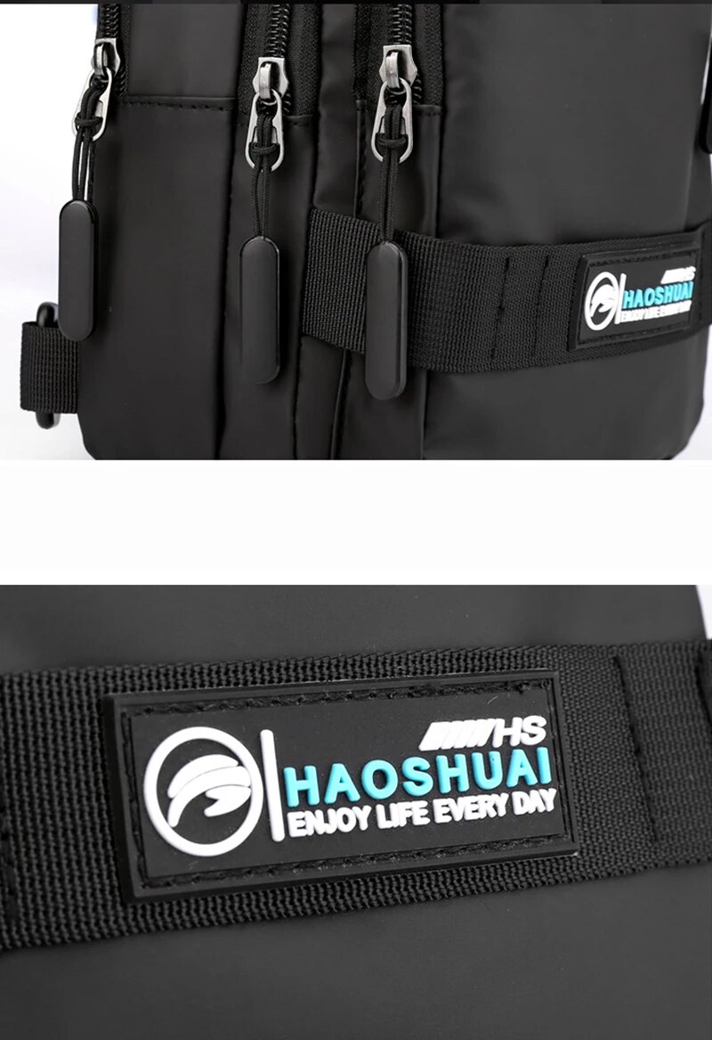 Mode Nylon Rucksack Daypack Männer Cross Body Brust Taschen Pack mit USB Lade Port Reise Männlichen Knapsack Rucksack_voghion.com