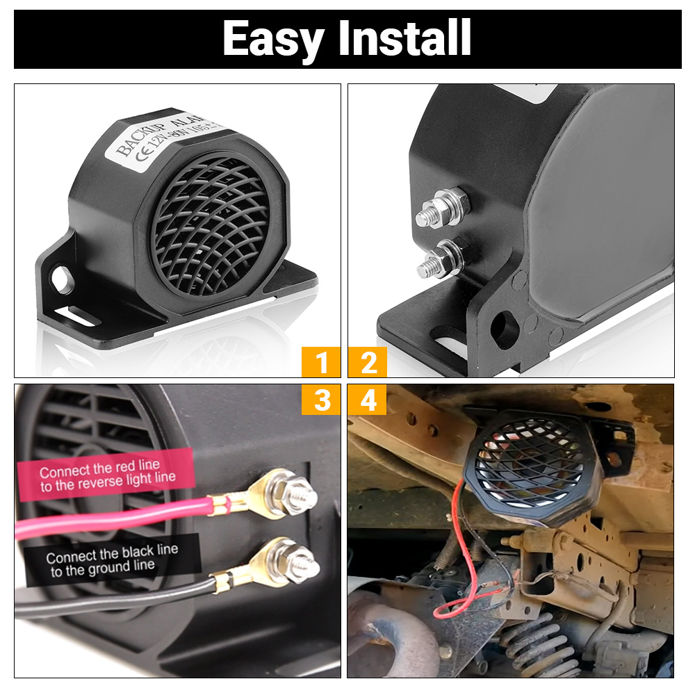 105dB Decibel Sirena di Backup Cicalino Cicalino Suono Allarme di Avvertimento 12V 24V-80V Auto Camion Veicolo Clacson per Promemoria di Retromarcia del Veicolo_voghion.com