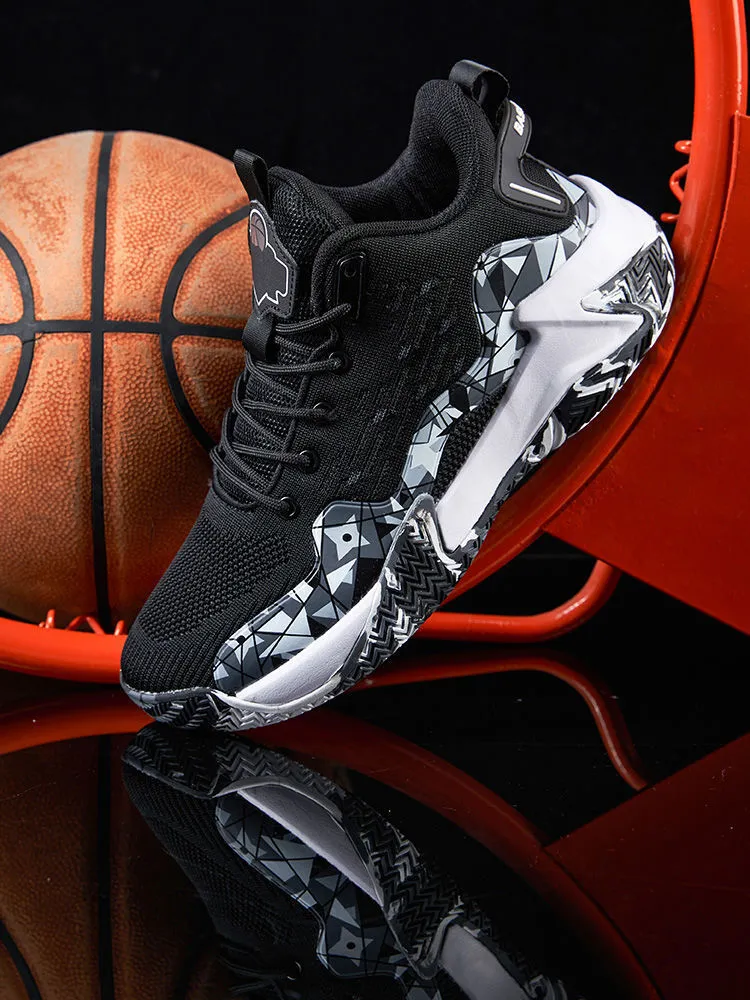 quality Hot Selg New Four Seasons Basketball Sports Breathable Elastic Blue Ball Shoes Men's High Top_voghion.com