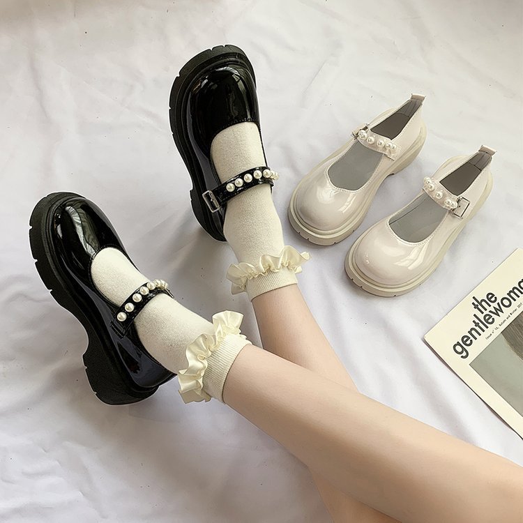 Scarpe mary jane da donna con perle e suola platform_voghion.com