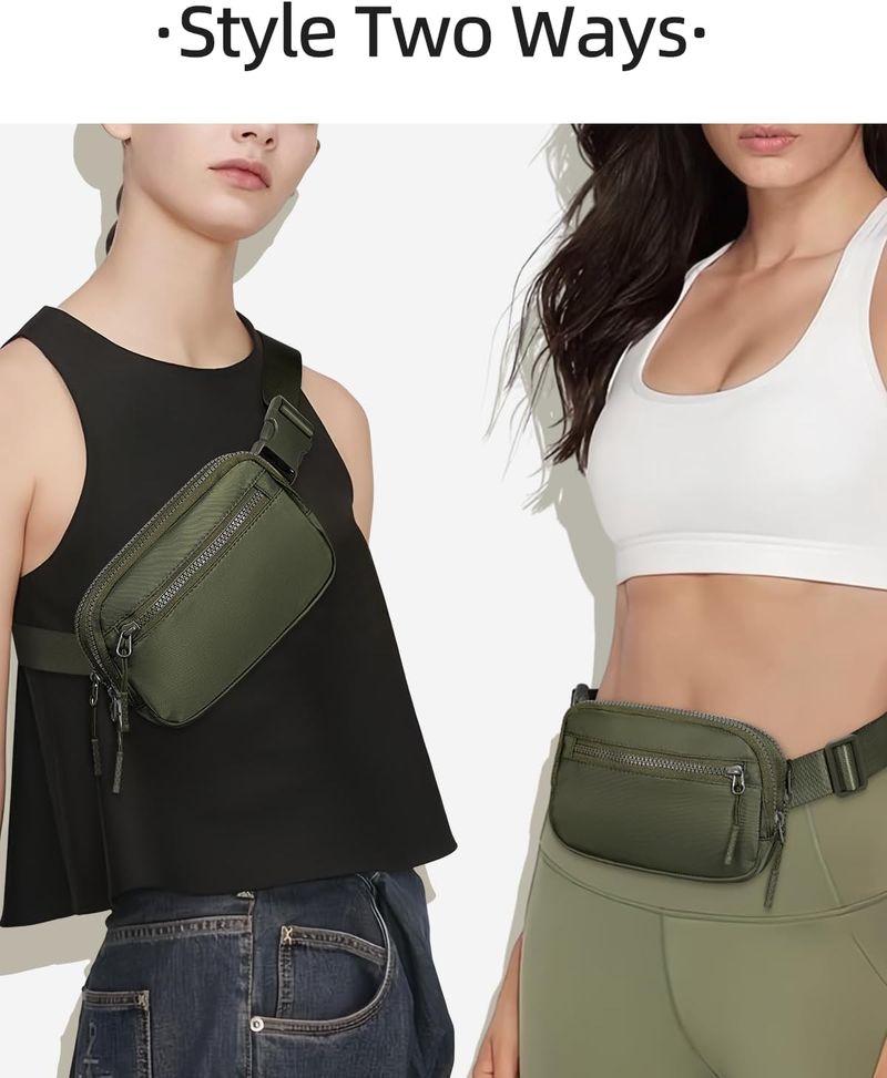 WESTBRONCO Marsupi Frauen Männer, Gürtel Tasche 4 Zipper Taschen, Mode Taille Packs, leichte Umhängetaschen mit_voghion.com