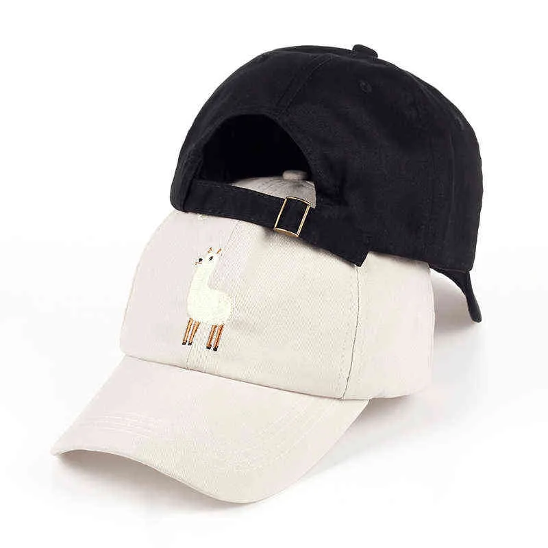 Kšiltovky Předchozí novinka Unisex Alpaca Embroidery Nastavitelná čepice pro otce Muži Ženy Roztomilá černá béžová baseballová čepice 22031_voghion.com