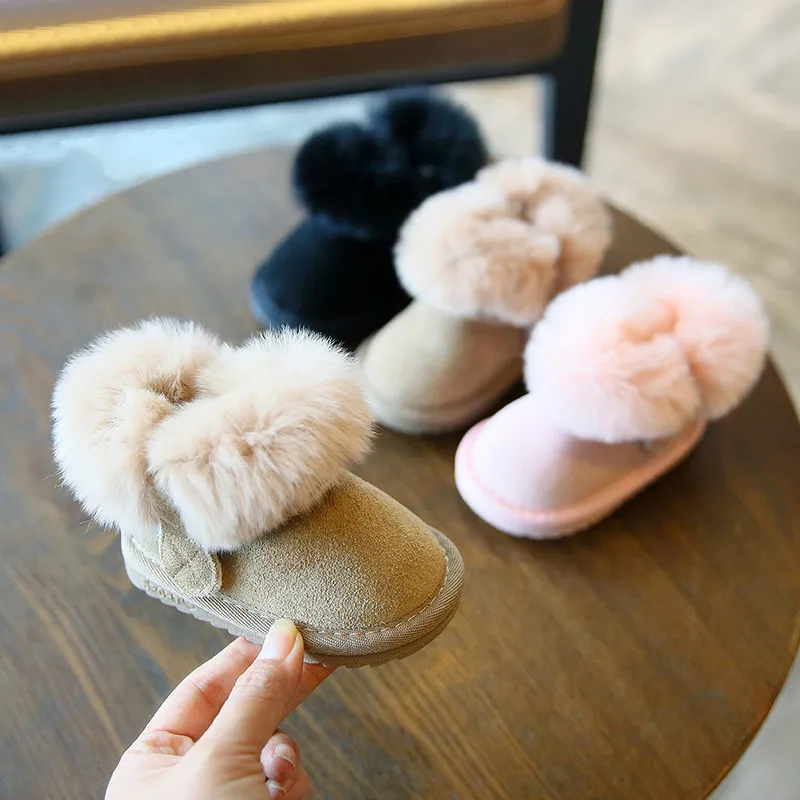 Winter Kids Solid Plush Warm Girls Infant Baby Littlesprouts Outdoor Casual Snow Boys Soft Non-slip Fur Shoes Toddler_voghion.com