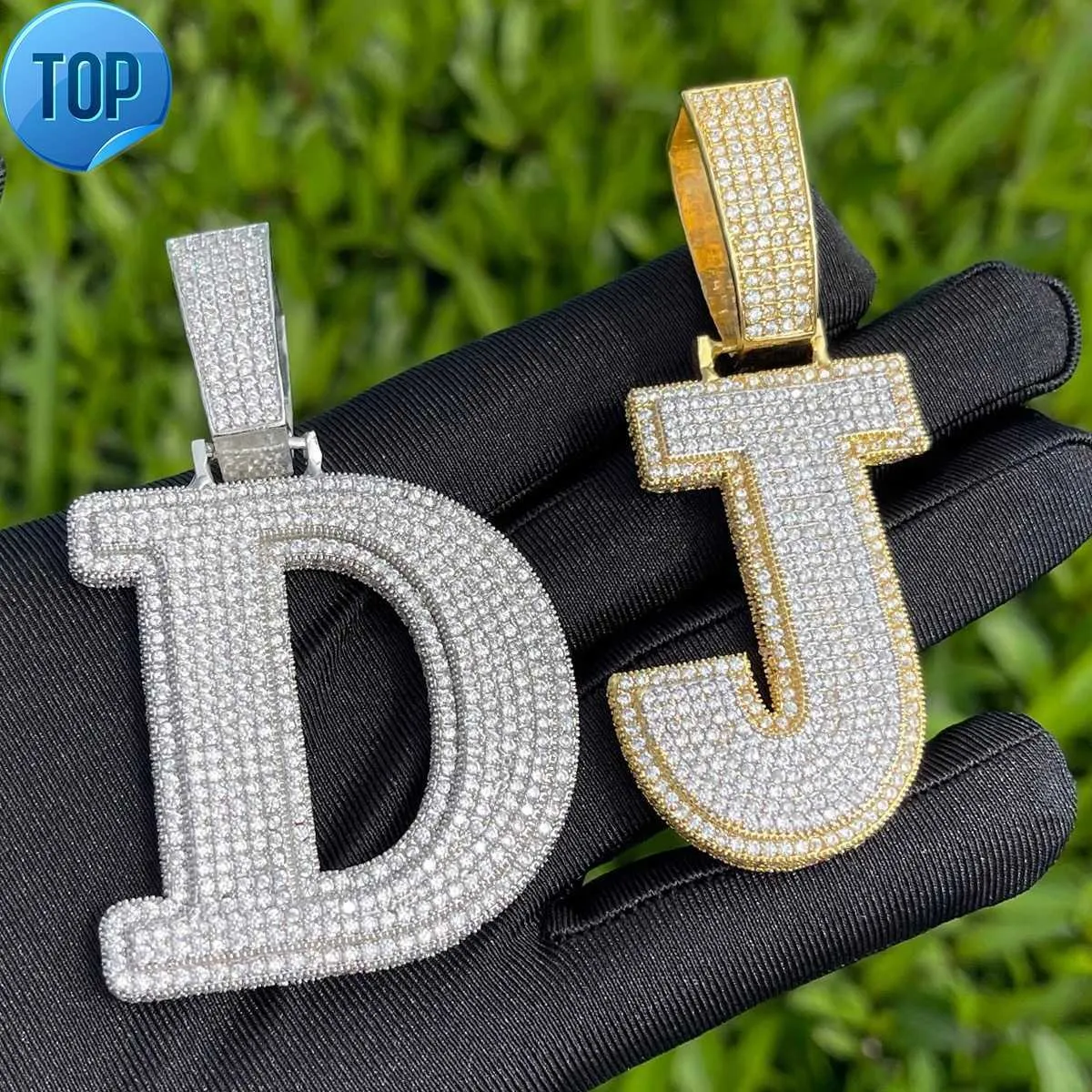 Hip Hop Herren Voller Diamant Personalisierte Trend Brief Anzahl Messing Zirkon Überzogene Wahre Gold Halskette Anhänger Kostenloser Versand_voghion.com