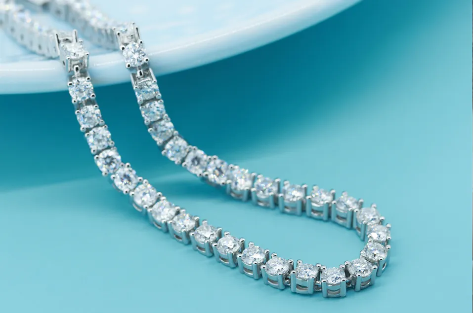 GIGEWE 3.0mmX43Pcs white D Color Round Cut White Gold Plated Sier Moissanite Tennis Bracelet_voghion.com