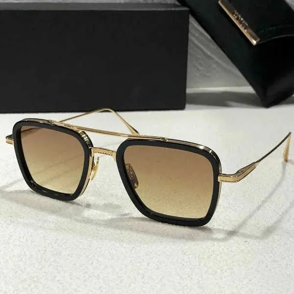 2024 Occhiali da sole con montatura dorata da uomo retrò stile pilota quadrato da donna UV400 sfumato LXN-EVO DITA_voghion.com