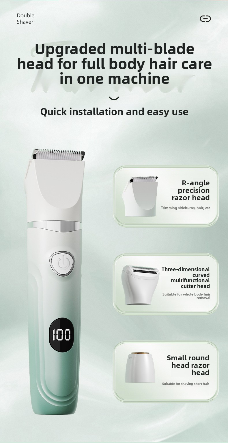 Women's 3-in-1 Electric Shaver - Digital Display Epilator For Intimate, Armpit & Leg Hair Trimming_voghion.com