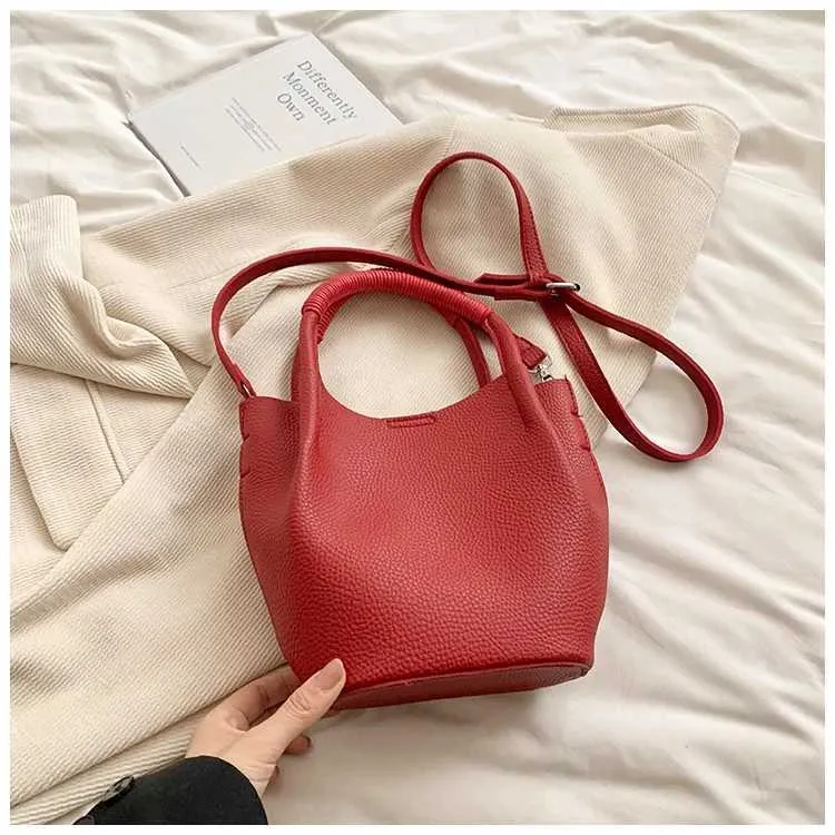 Einfache, solide Eimer-Handtaschen für Frauen, große Kapazität, lässige Pendler-Verbundtaschen, vielseitige Umhängetaschen für Frauen_voghion.com