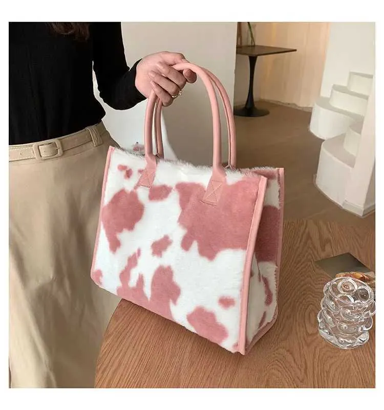 Leopardmönstrad handväska Modern för kvinnor Pendling Plyschväska Designerväskor Handväskor Bolsos De MujerC241031_voghion.com