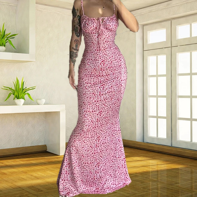 Women’s Clothing Summer Hot Products New Small Floral Suspender Long Dress