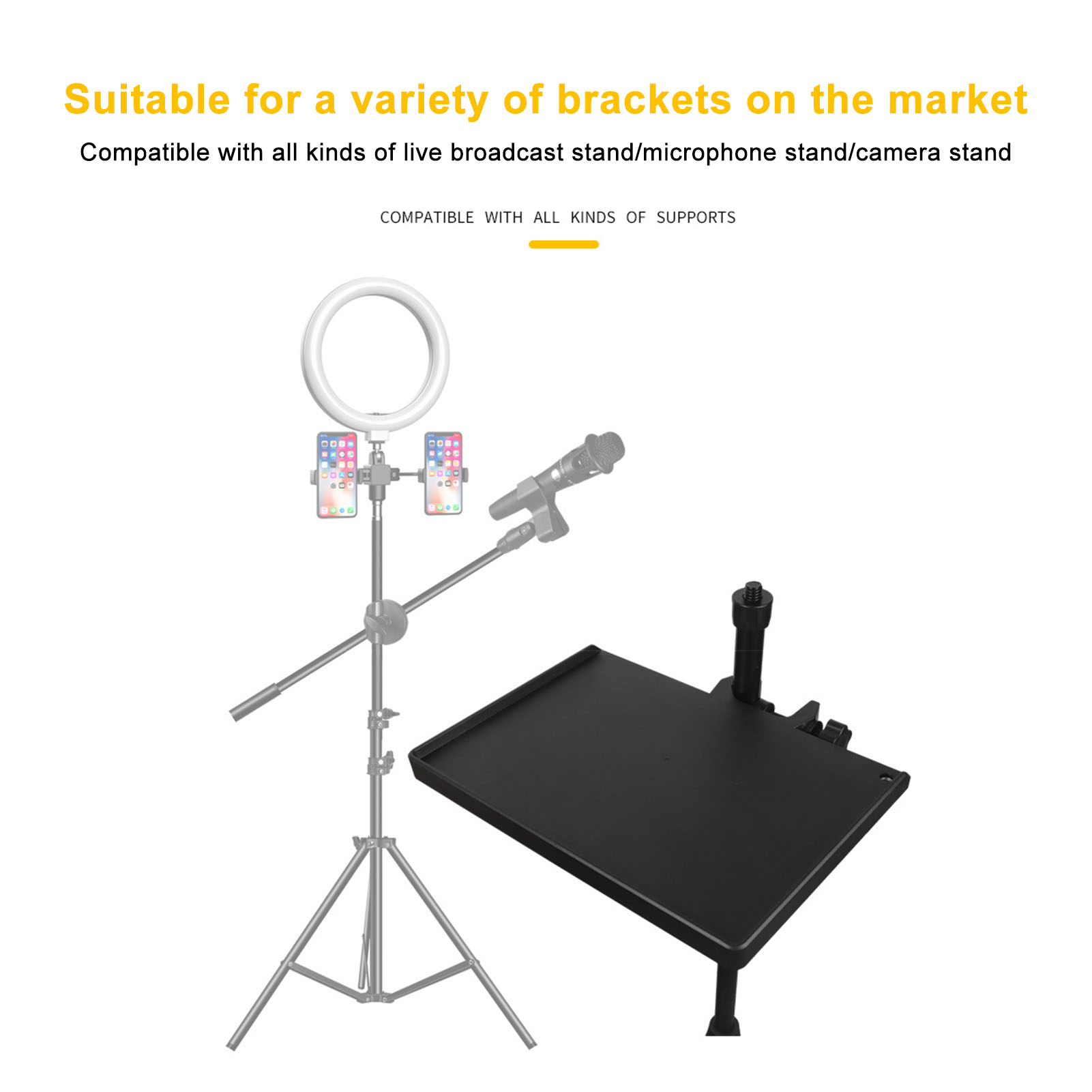 Soporte para micrófono, bandeja para tarjeta de sonido, soporte para guitarra, soporte para teléfono en vivo, abrazadera ajustable, accesorios para instrumentos eléctricos_voghion.com