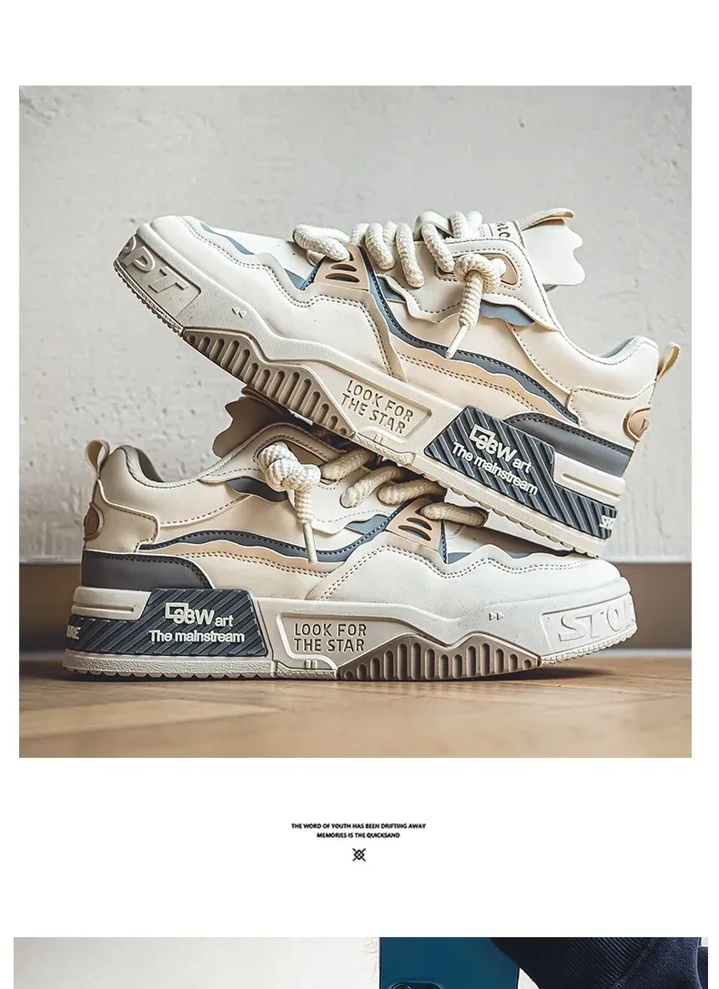 Men's Easy To Clean Skateboard Shoes, Good Grip, Breathable Lace Up Sneakers, Men's Shoes 2024_voghion.com