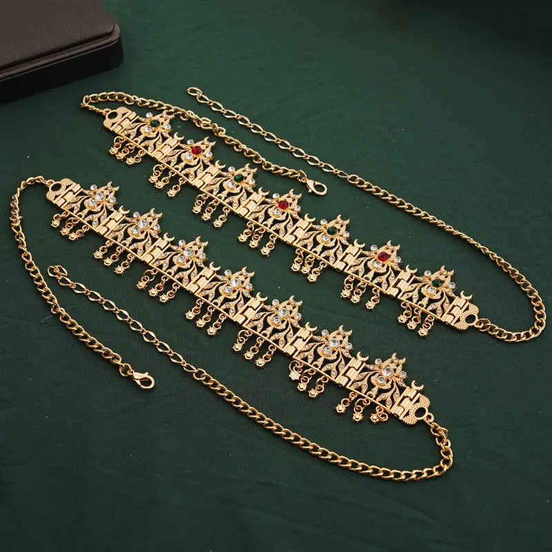 Algerien Hochzeit Schmuck Haar Gold Farbe Kristall Quaste Stirnband Stirn Kette Krone Frauen Geschenke Tiara Bands_voghion.com