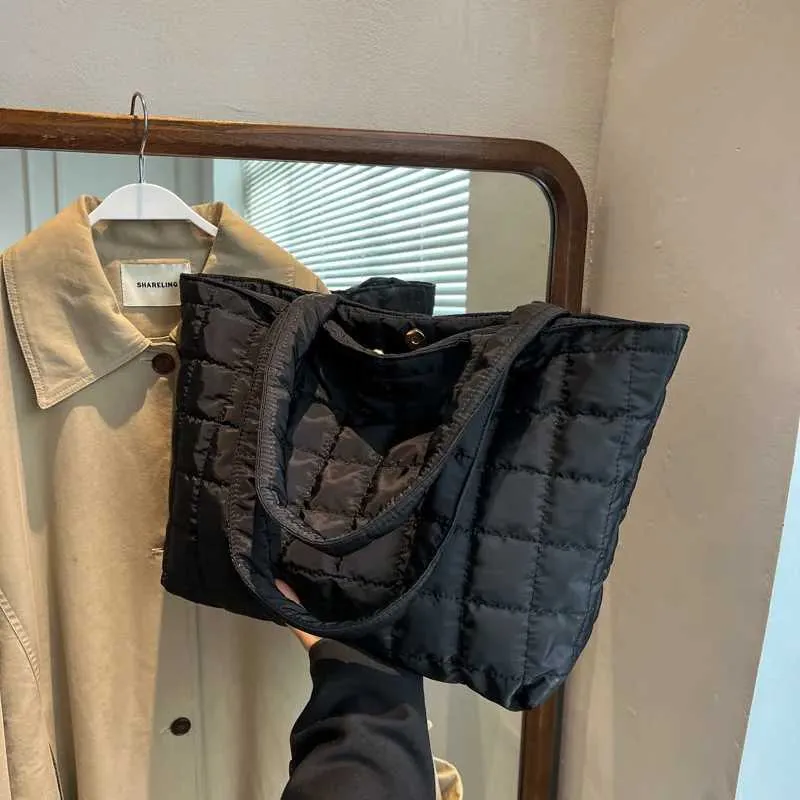 Winter New Waterproof Space Cotton Shoulder For Women Large Capacity Handbag Shopping Tote Lady Crossbody Bag_voghion.com