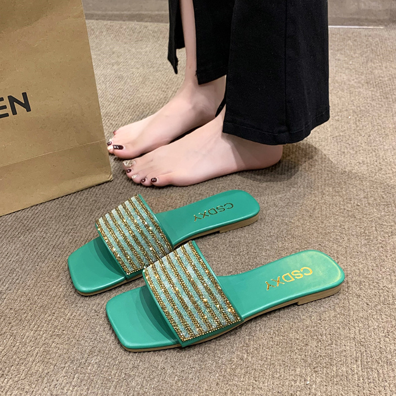 Pantoufles décontractées à bout ouvert et à tête carrée pour femmes, nouvelle collection été 2023_voghion.com
